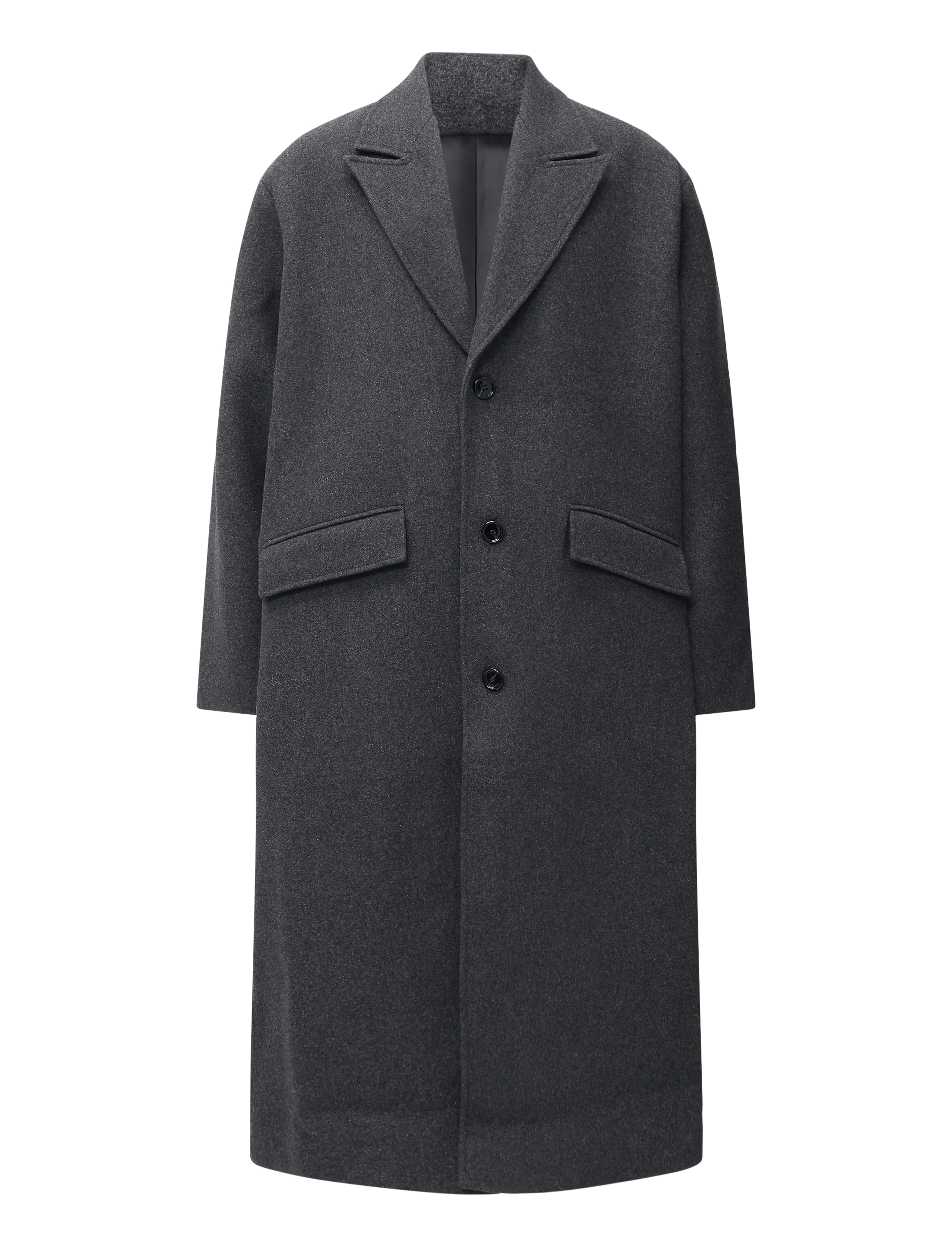 Weekday Oversized Single-Breasted Wool Blend Coat - Weekday - DK GREY MELANGE / grey