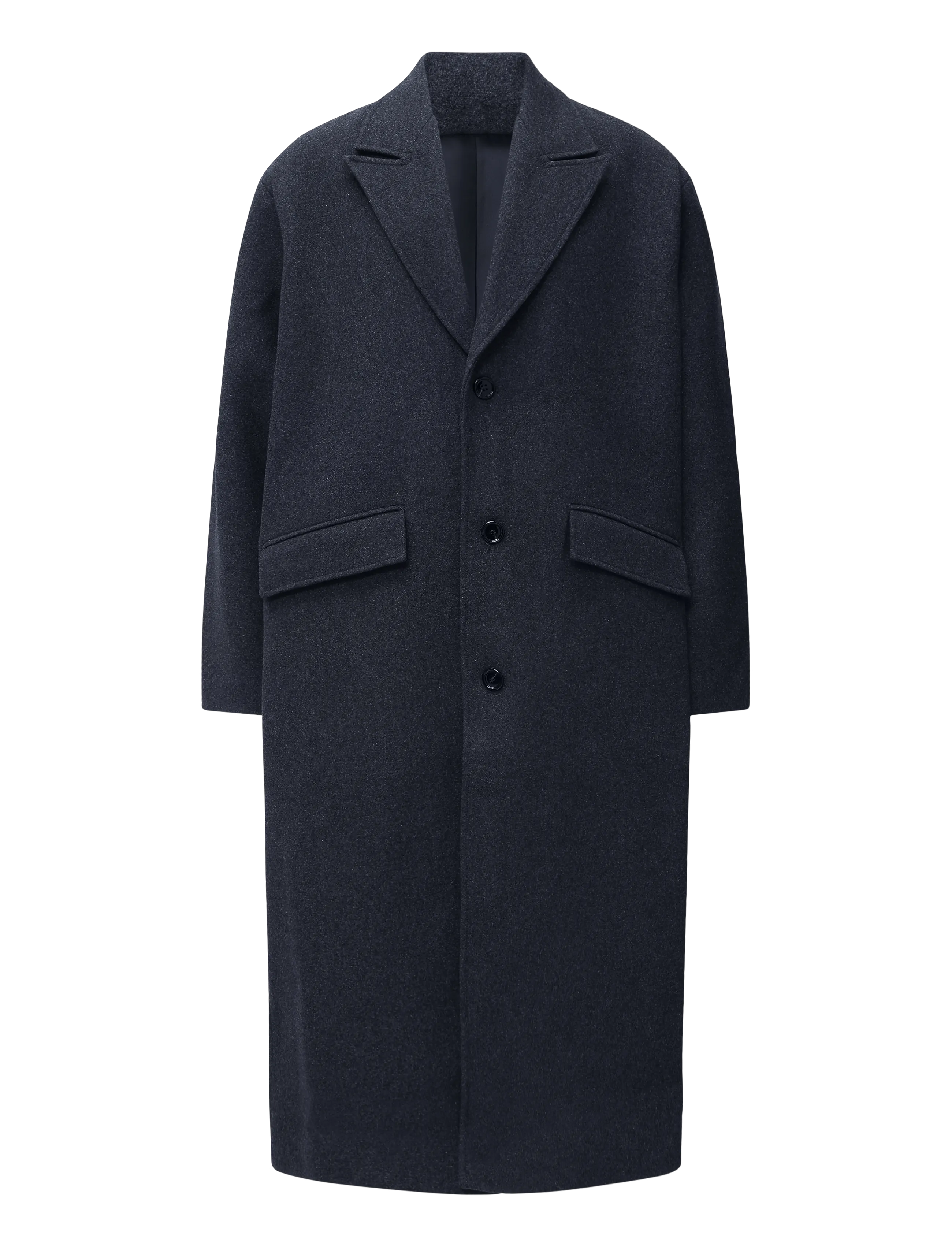Weekday Oversized Single-Breasted Wool Blend Coat - Weekday - NAVY MELANGE / navy