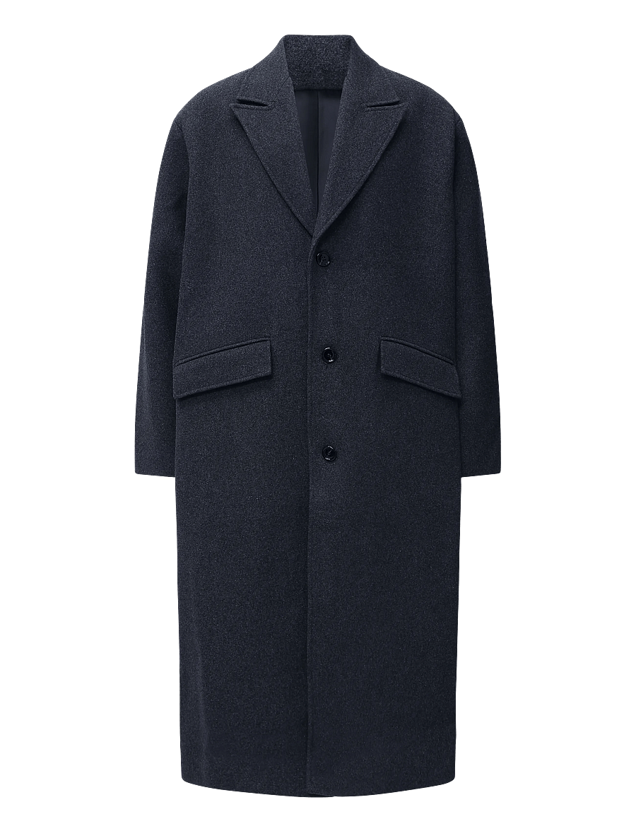 Weekday - Oversized Single-Breasted Wool Blend Coat - winter jackets - navy melange - 0