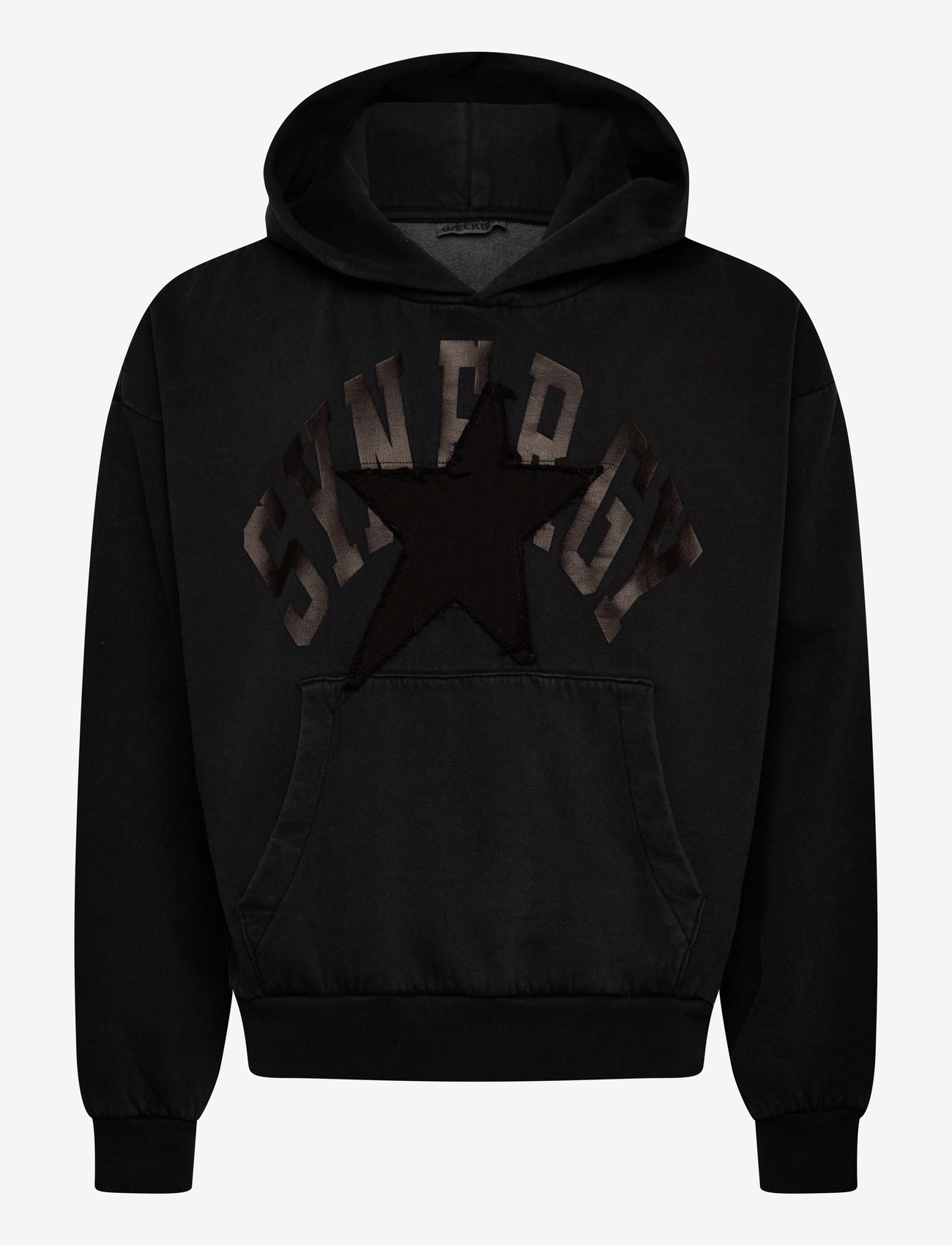 Weekday - Square Loose Fit Graphic Hoodie - hettupeysur - black synergy - 0