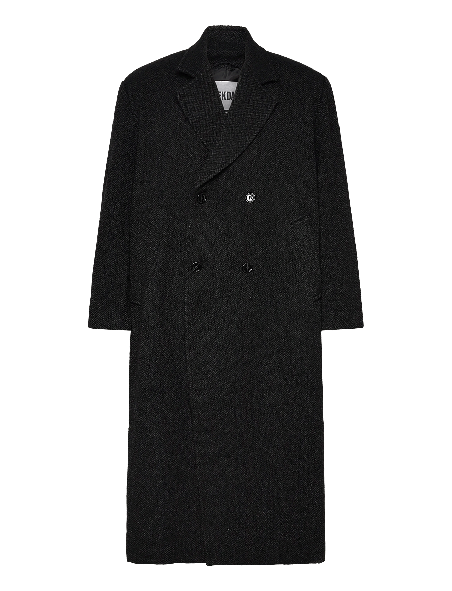 Weekday - Woolblend Coat - villased mantlid - dark grey herringbone - 0