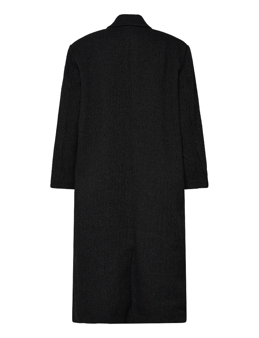 Weekday - Woolblend Coat - villased mantlid - dark grey herringbone - 1