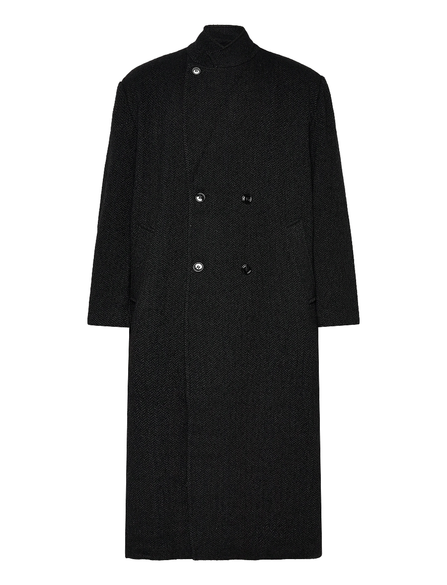 Weekday - Woolblend Coat - villased mantlid - dark grey herringbone - 2