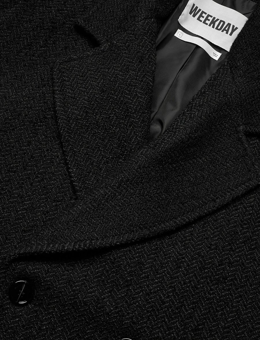Weekday - Woolblend Coat - villased mantlid - dark grey herringbone - 3