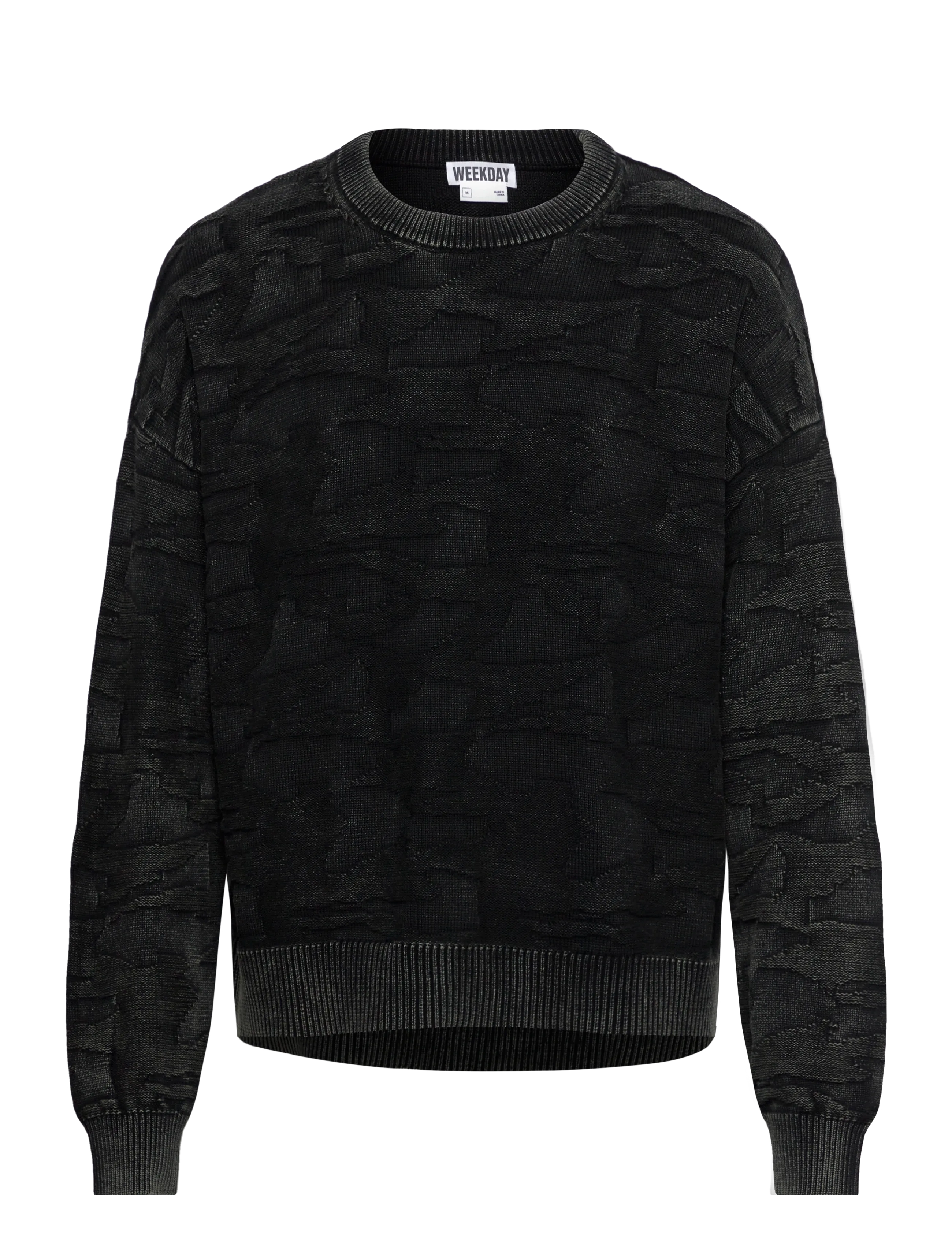 Oversized Graphic Cotton Knit Sweater - BLACK STRUCTURE