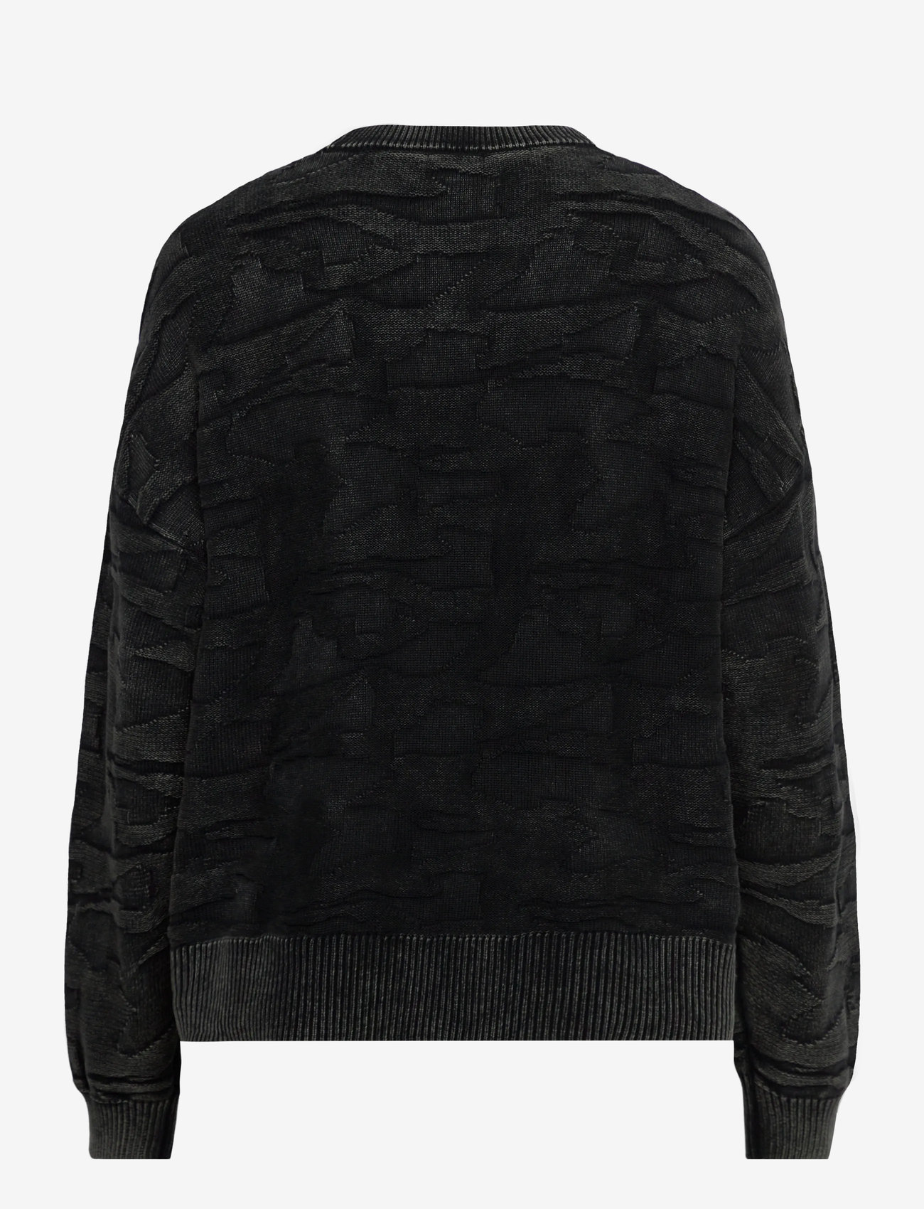 Weekday - Oversized Graphic Cotton Knit Sweater - round necks - black structure - 1