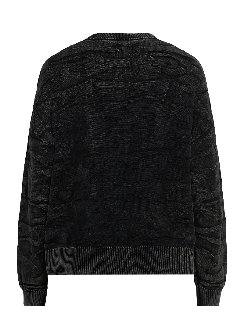 Weekday - Oversized Graphic Cotton Knit Sweater - rundhalsad - black structure - 1