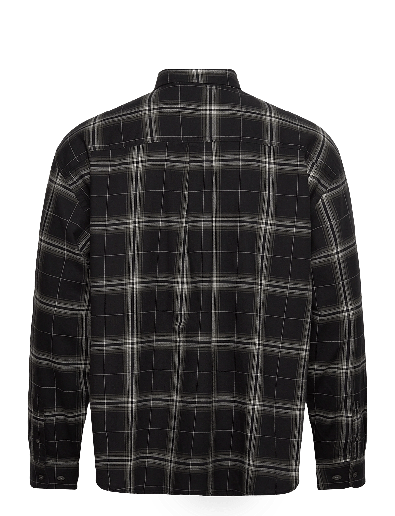 Weekday - Loose Fit Checked Flannel Shirt - flanellskjortor - black check - 1