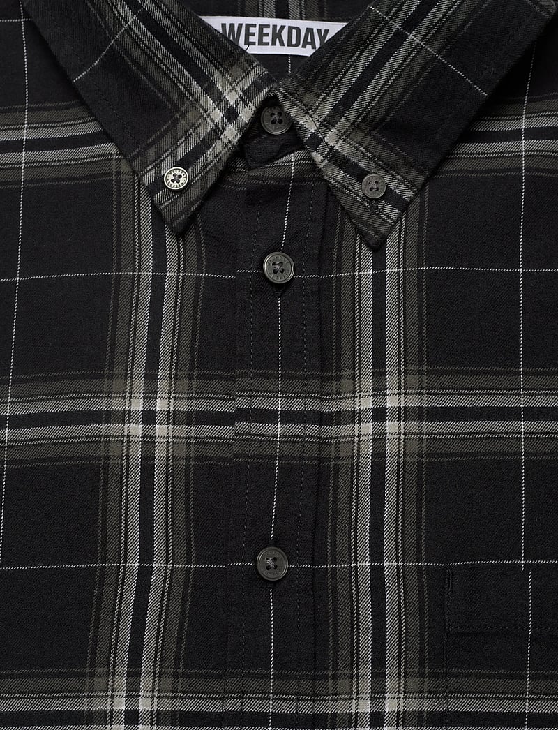Weekday - Loose Fit Checked Flannel Shirt - flanellskjortor - black check - 2