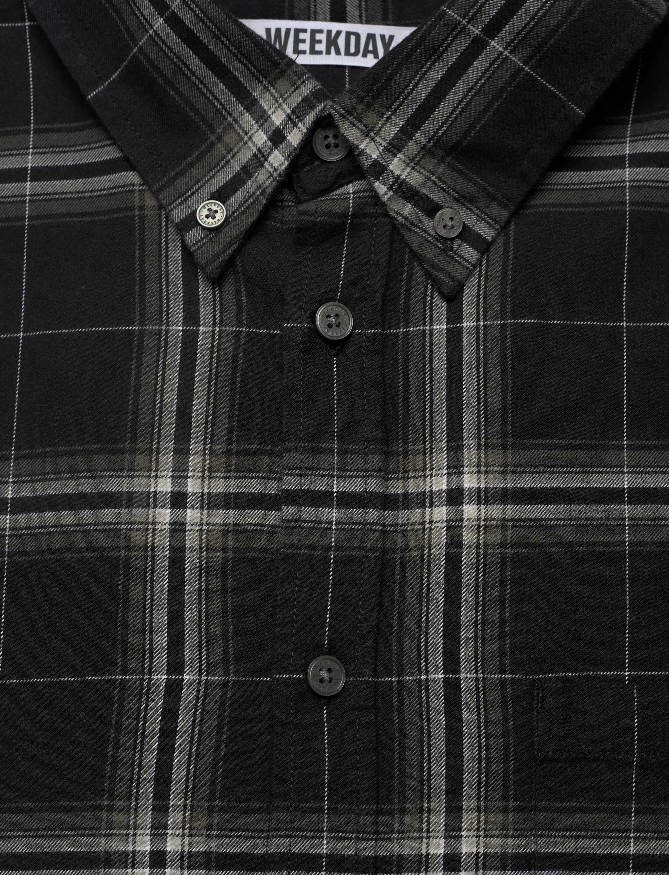 Weekday - Loose Fit Checked Flannel Shirt - black check - 2