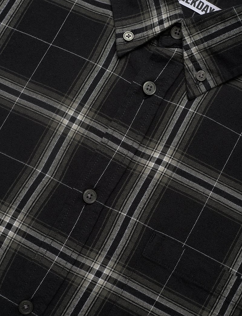 Weekday - Loose Fit Checked Flannel Shirt - flanellskjortor - black check - 3