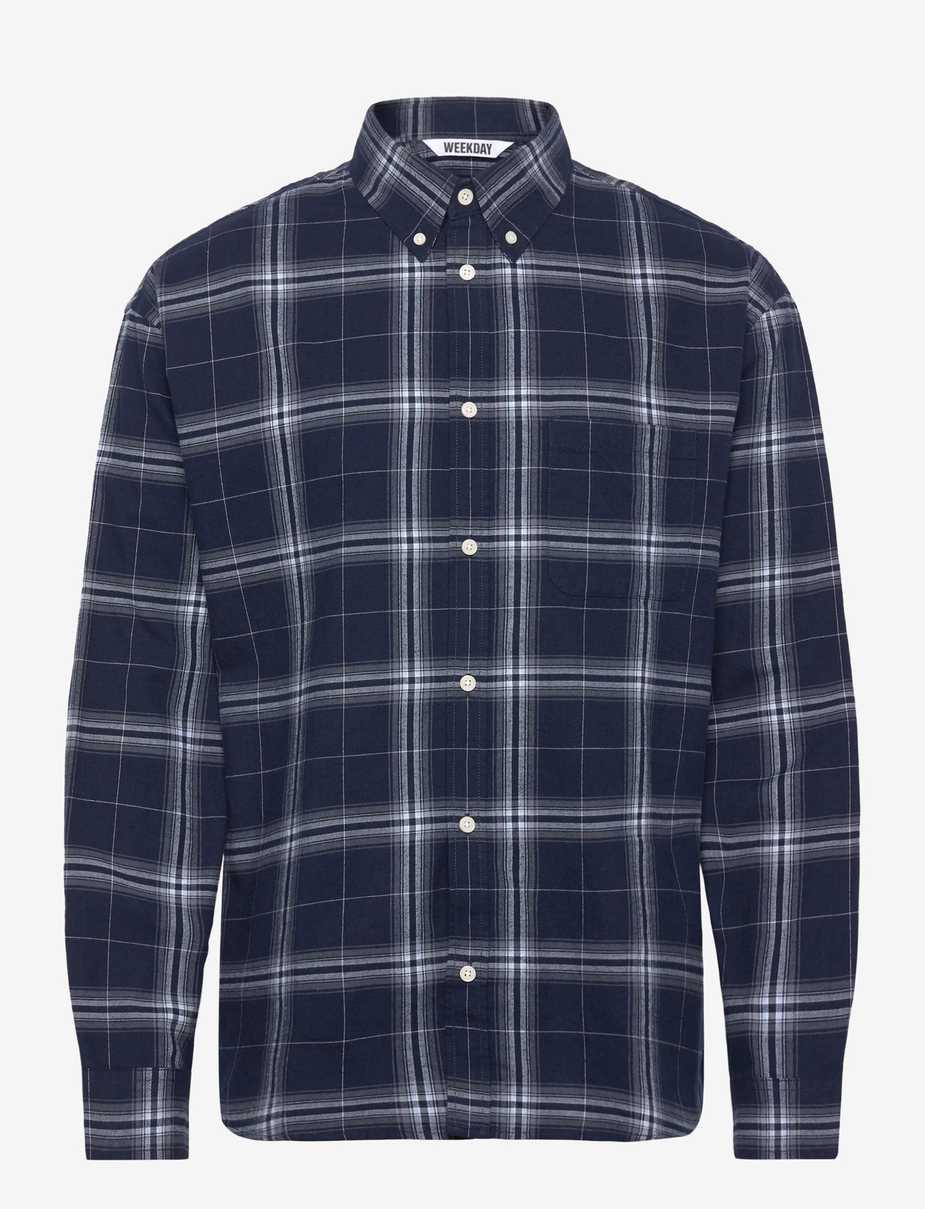 Weekday - Loose Fit Checked Flannel Shirt - flanellskjortor - green check - 0