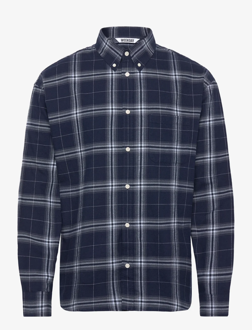 Weekday - Loose Fit Checked Flannel Shirt - flannel shirts - green check - 0