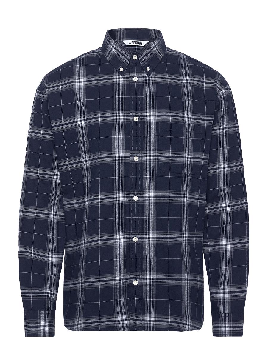 Weekday - Loose Fit Checked Flannel Shirt - flanell-hemden - green check - 0