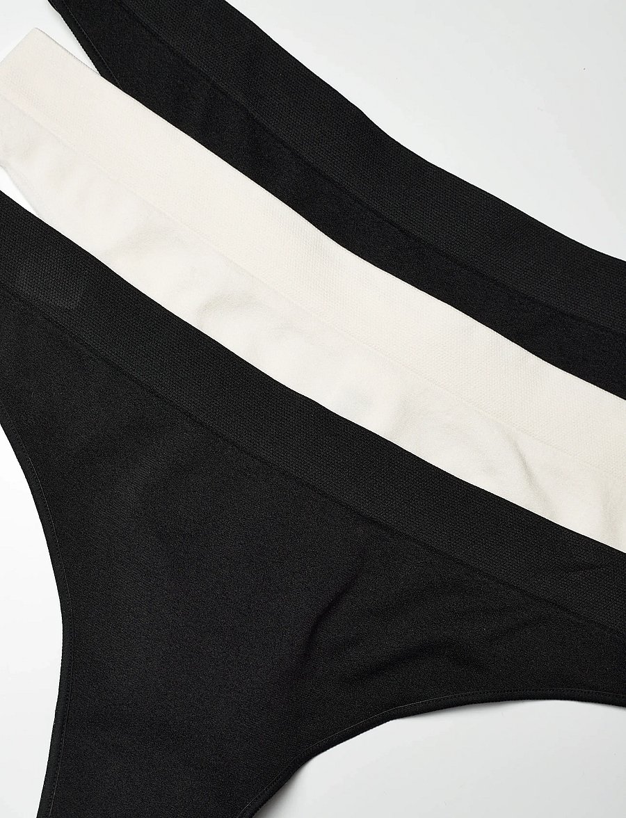 Weekday - 3-pack Seamless Thongs - nahtlose slips - black - 1