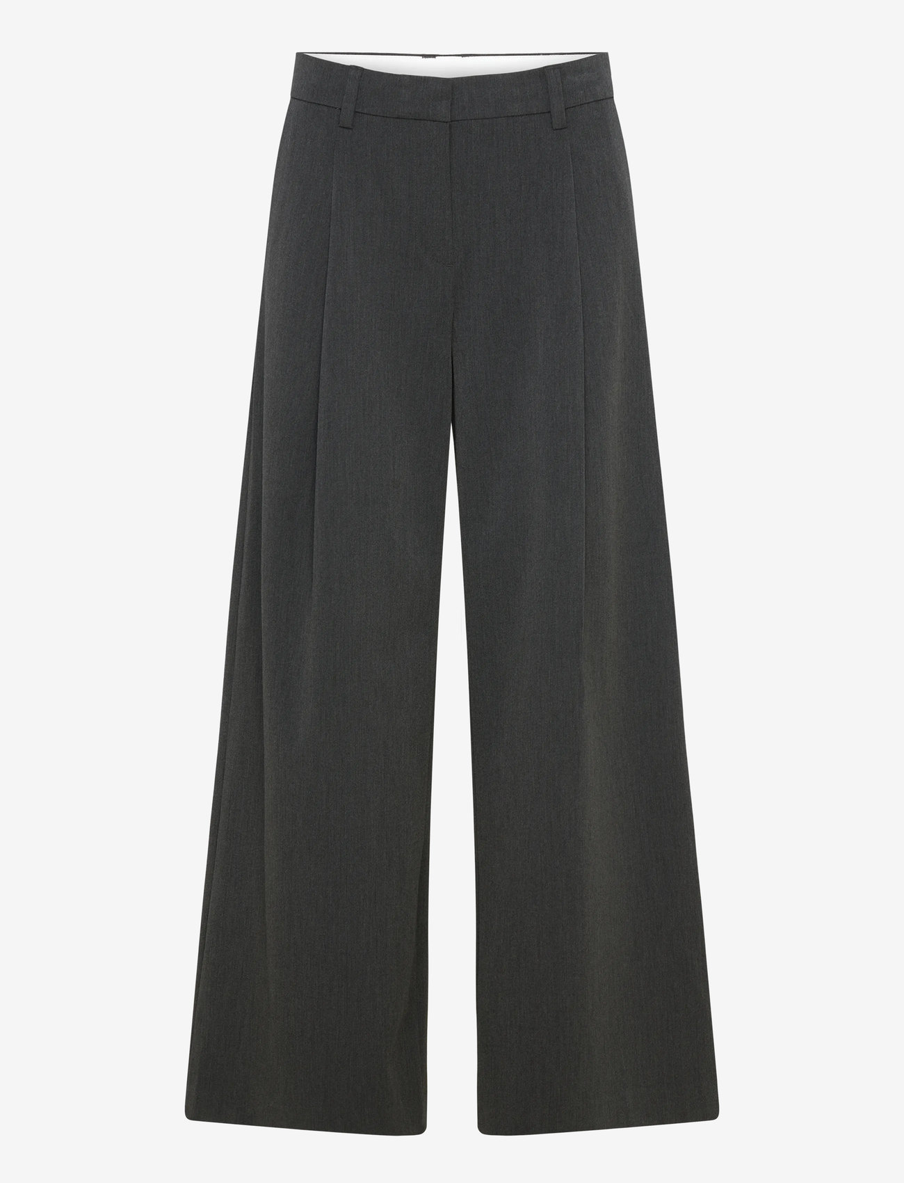Weekday - Low Rise Wide Leg Pleated Suiting Trousers - grey melange dark - 1