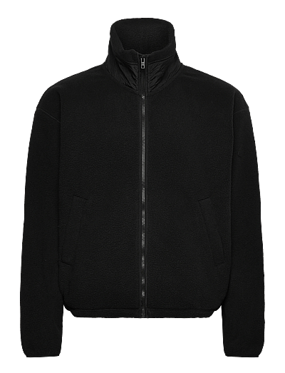 Weekday Loose Fit Zip Fleece Jacket - Clothing - BLACK / black