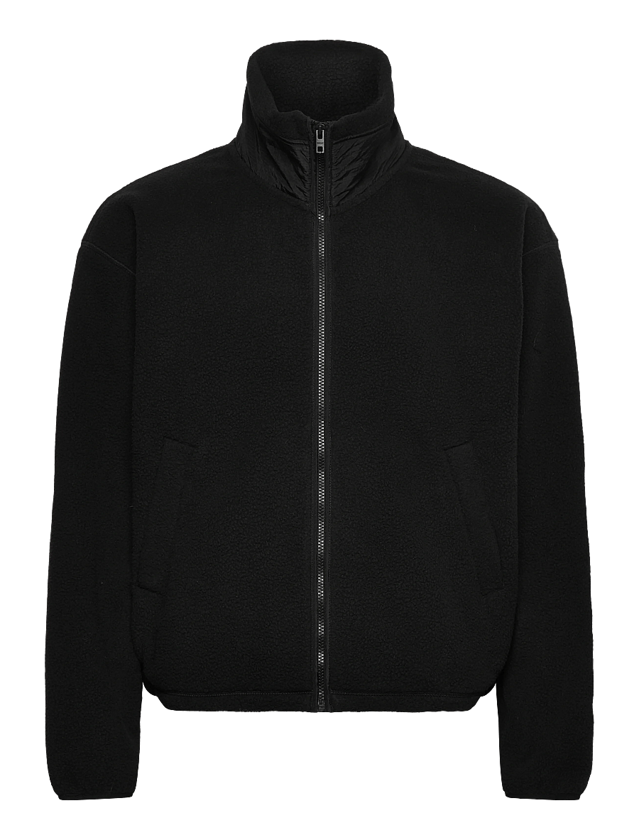 Weekday - Loose Fit Zip Fleece Jacket - teddy sweaters - black - 0