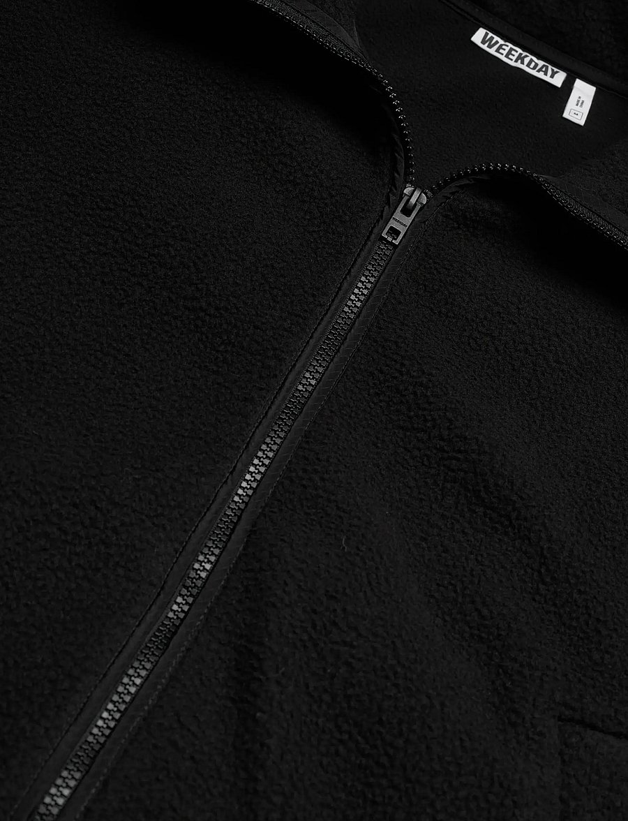 Weekday - Loose Fit Zip Fleece Jacket - teddy sweaters - black - 2