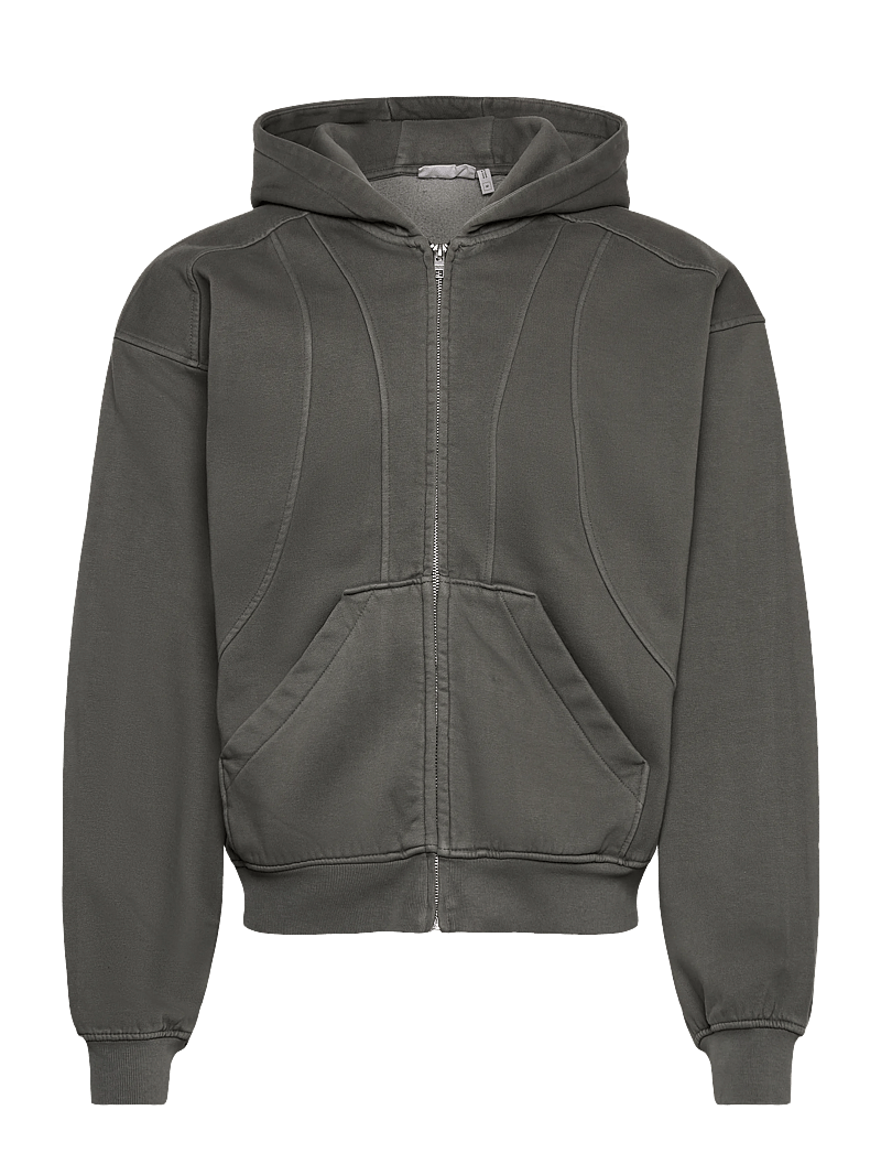 Weekday - Loose Fit Blocked Zip Hoodie - hoodies - dark grey - 0