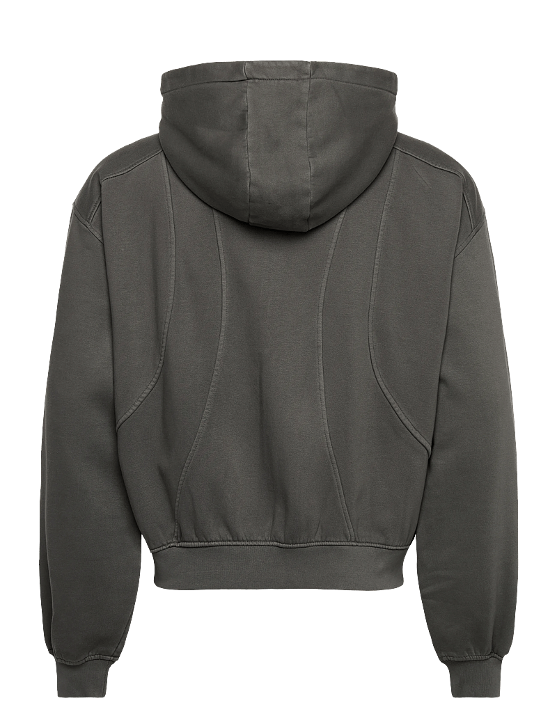 Weekday - Loose Fit Blocked Zip Hoodie - hoodies - dark grey - 1