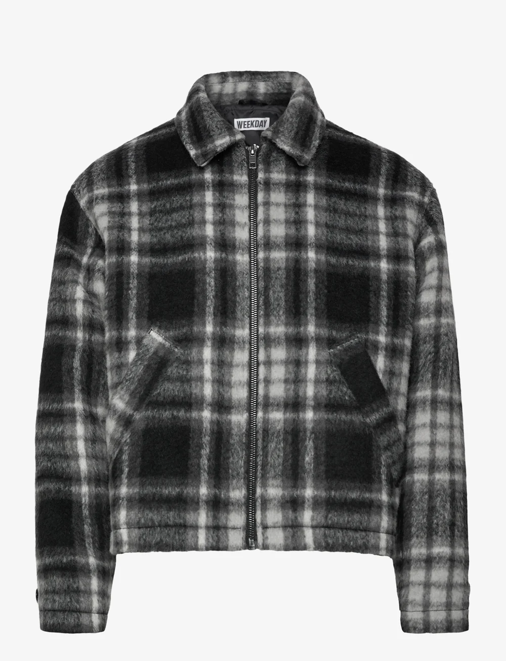 Weekday - Relaxed Wool-Blend Zip Jacket - talvejoped - black check - 0
