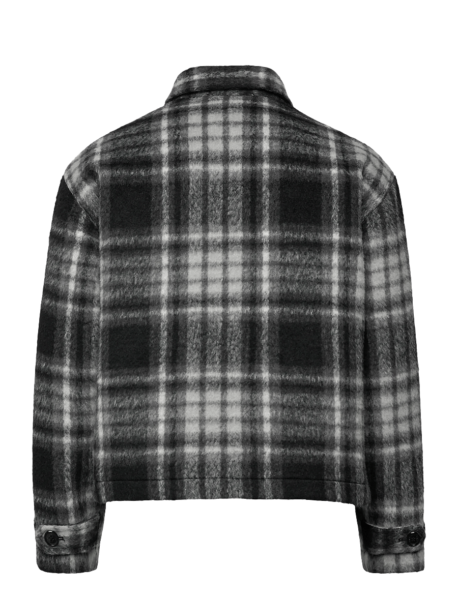 Weekday - Relaxed Wool-Blend Zip Jacket - jakker - black check - 1