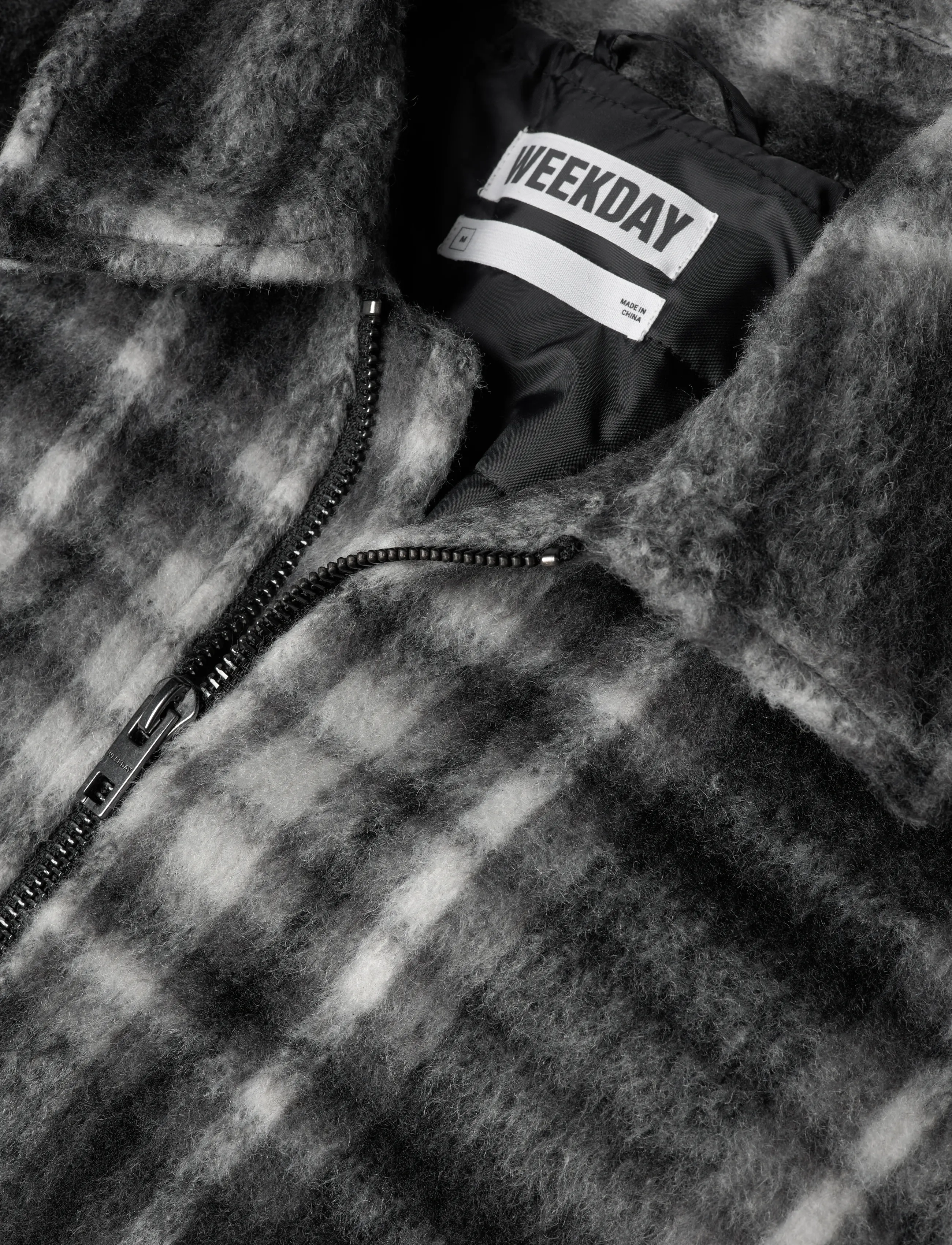 Weekday - Relaxed Wool-Blend Zip Jacket - jackor - black check - 2