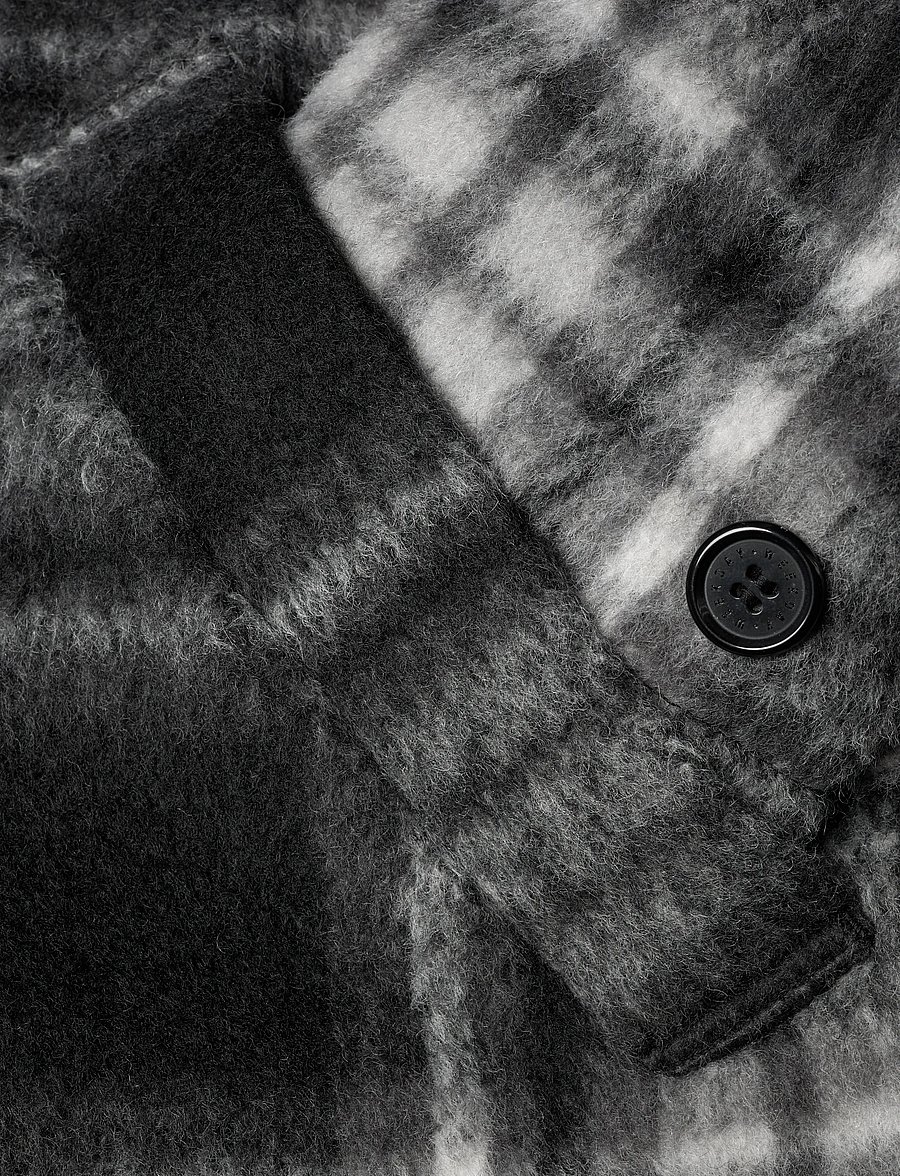 Weekday - Relaxed Wool-Blend Zip Jacket - jakker - black check - 3
