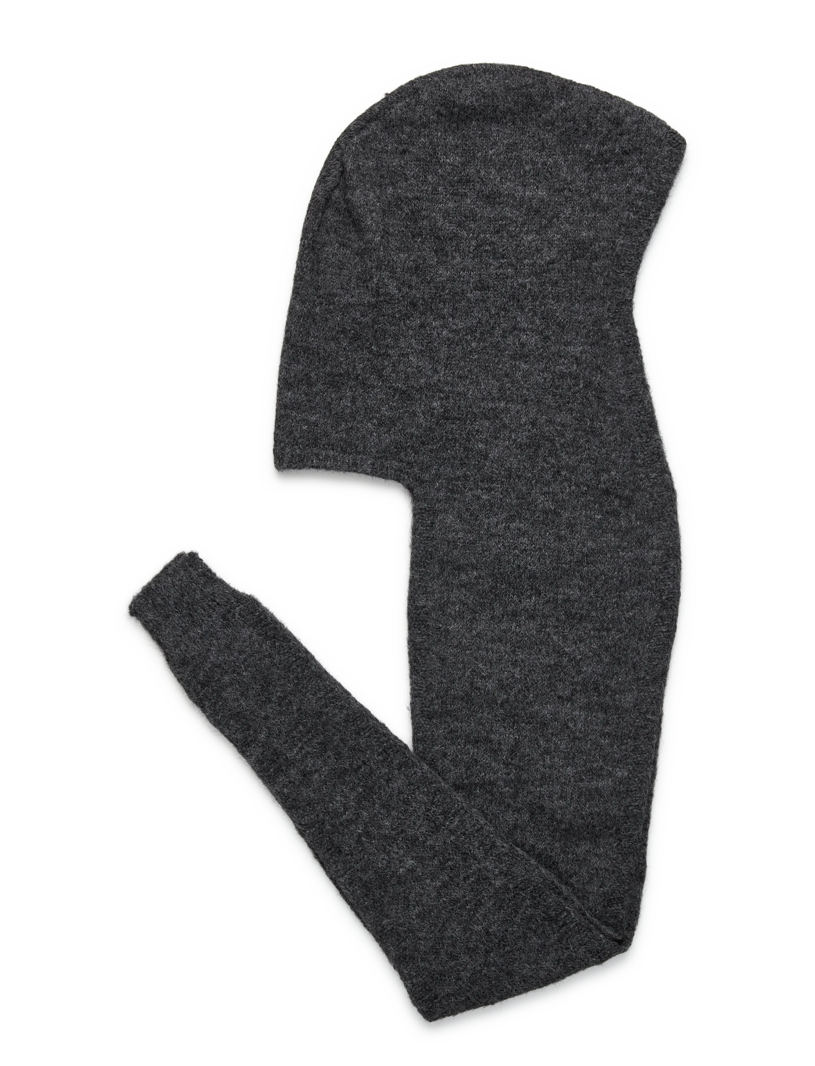 Knitted Tie Hood Scarf - DARK GREY MELANGE