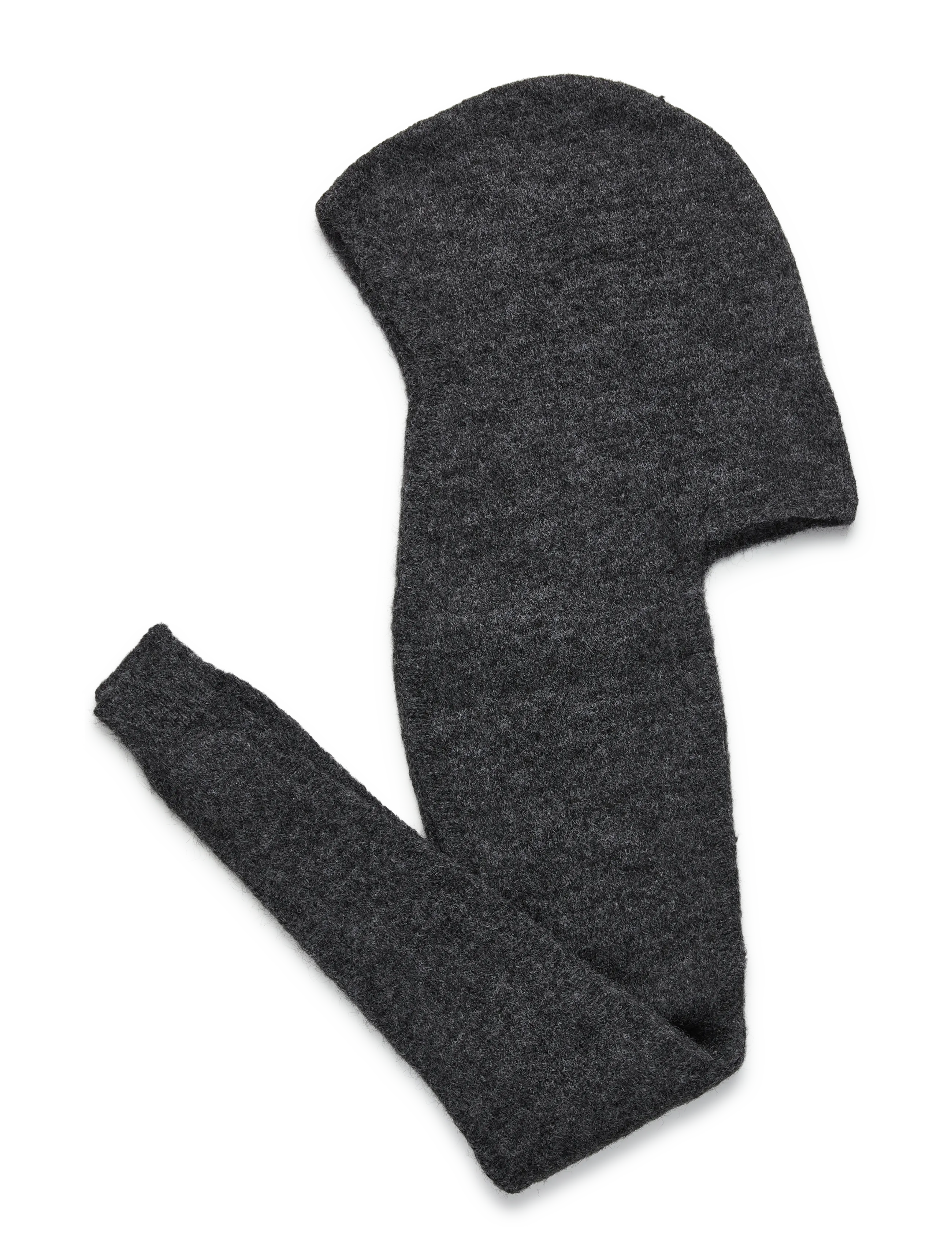 Weekday - Knitted Tie Hood Scarf - kaulahuivit - dark grey melange - 1