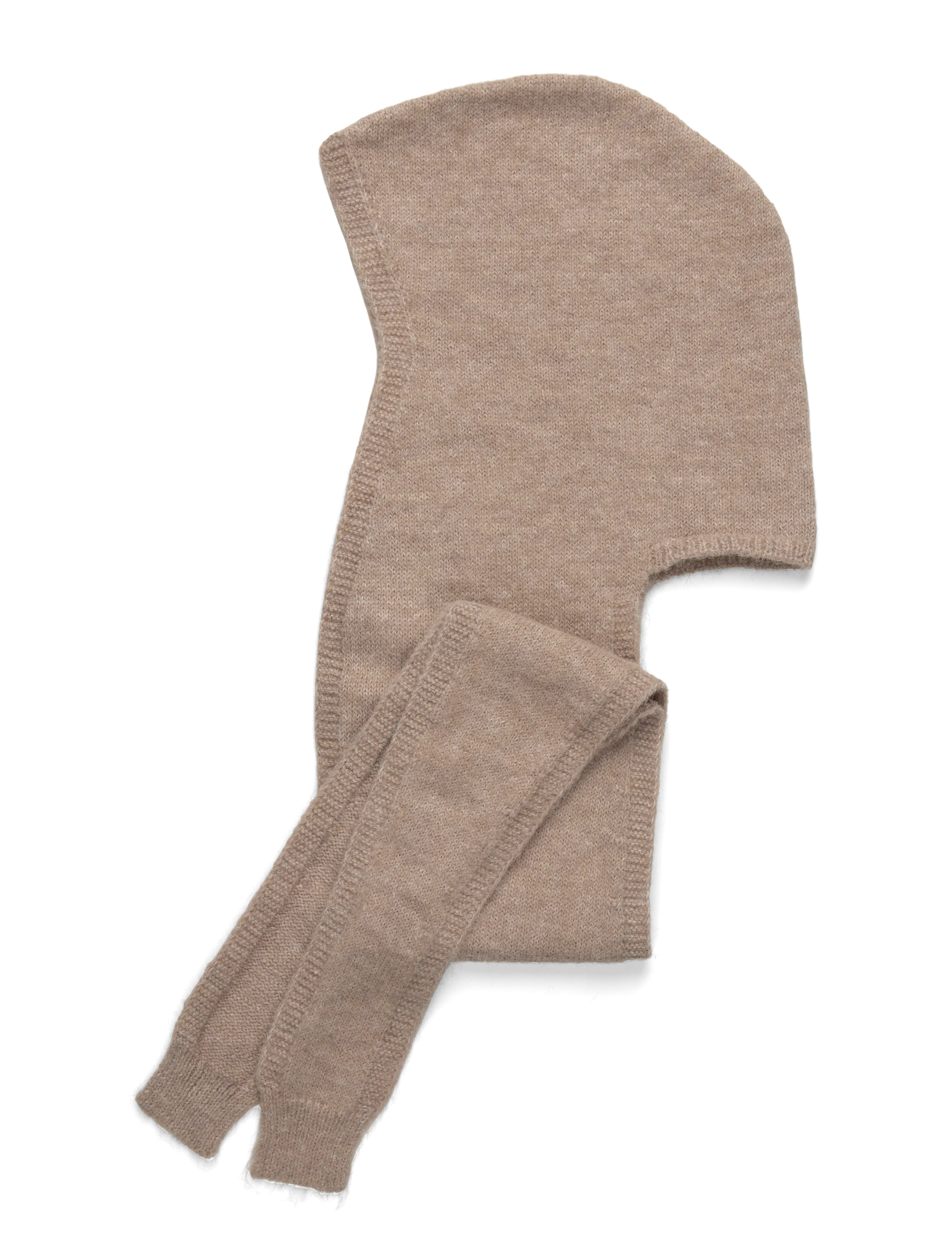 Weekday Knitted Tie Hood Scarf - Transitional Layering - MOLE / beige