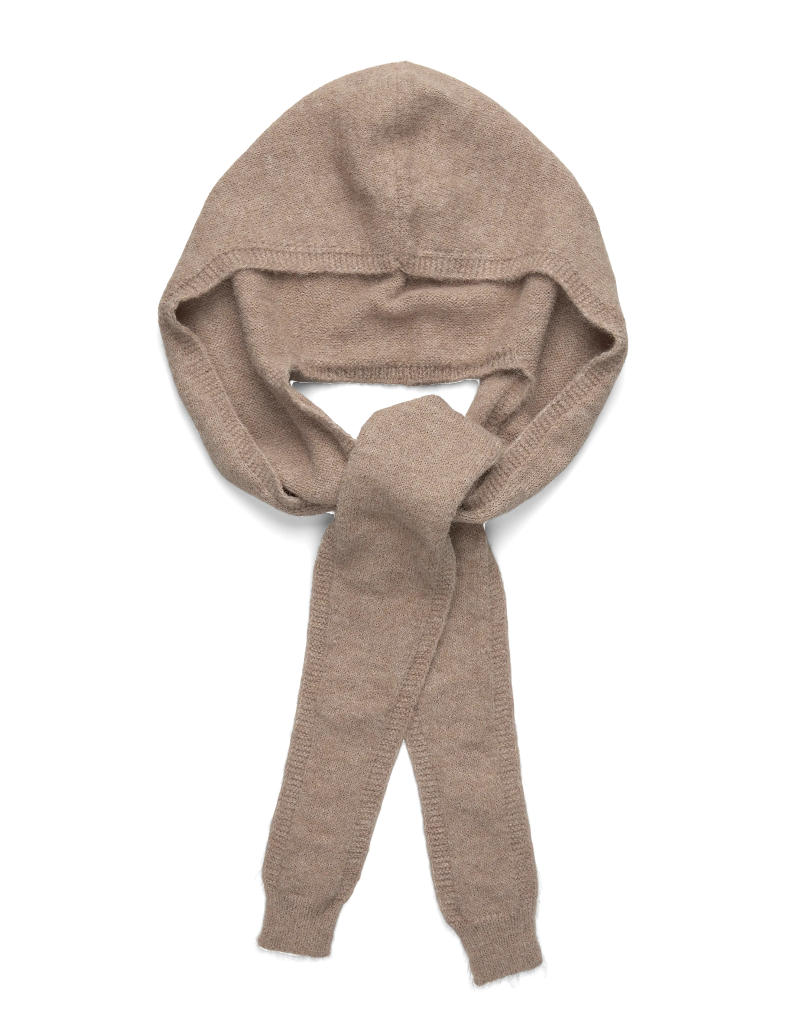 Weekday - Knitted Tie Hood Scarf - halstørklæder - mole - 1