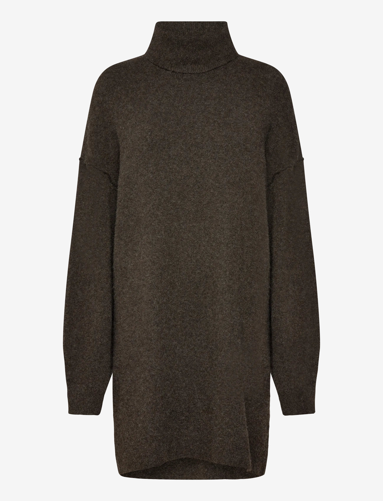 Weekday - Annie Mini Turtleneck Dress - knitted dresses - dark brown - 0
