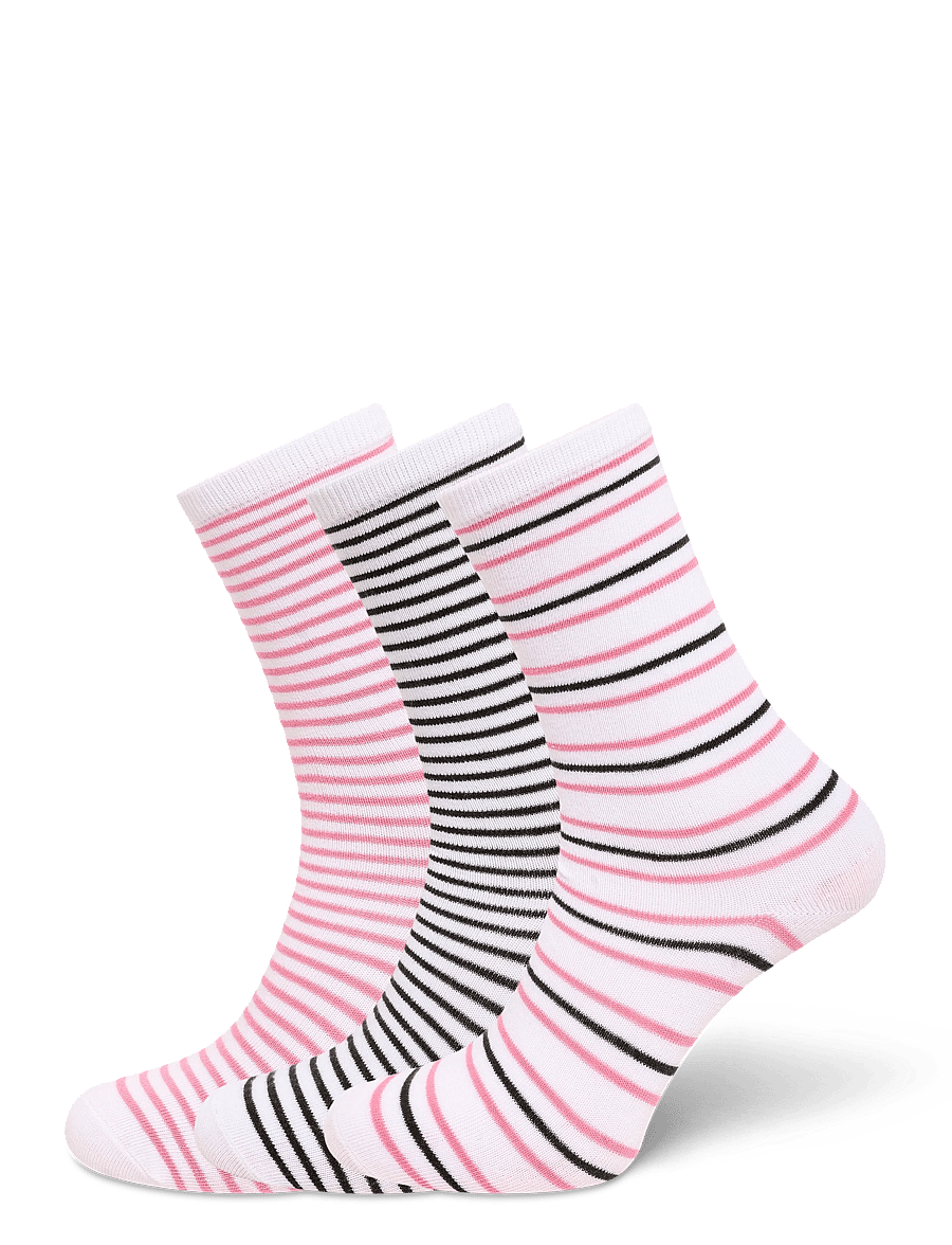 Weekday - 3-pack Striped Crew Socks - klassikalised sokid - pink medium - 0