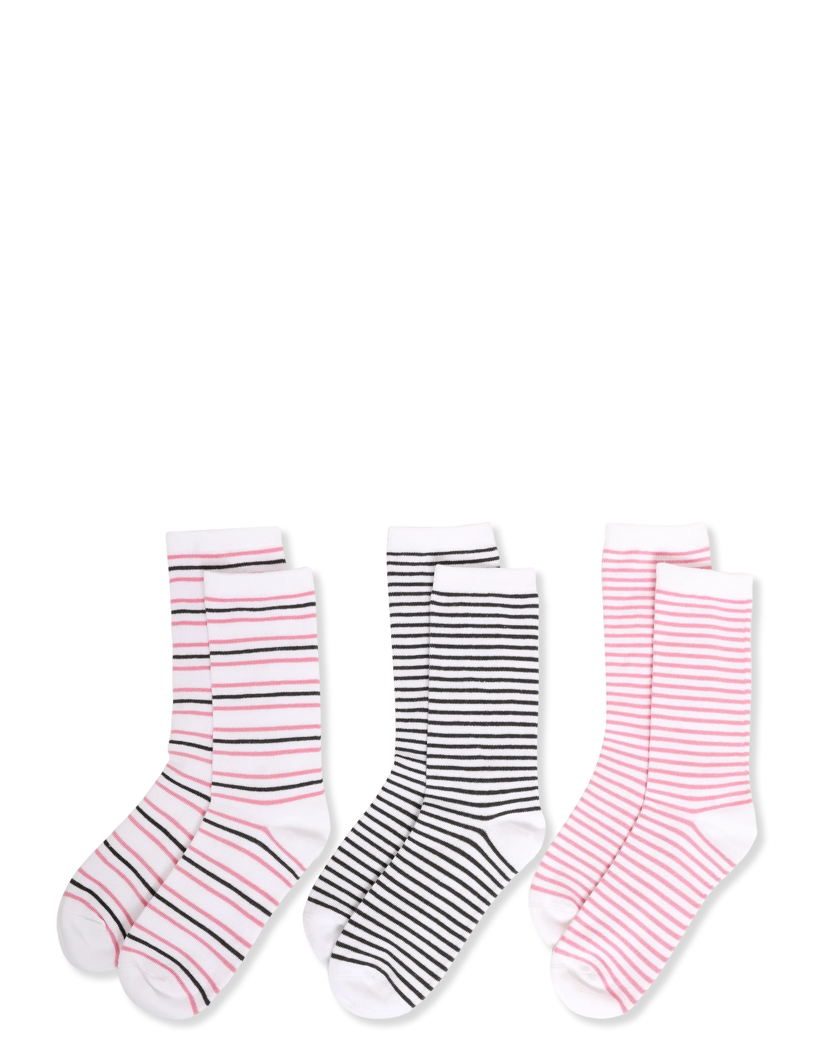 Weekday - 3-pack Striped Crew Socks - pink medium - 1