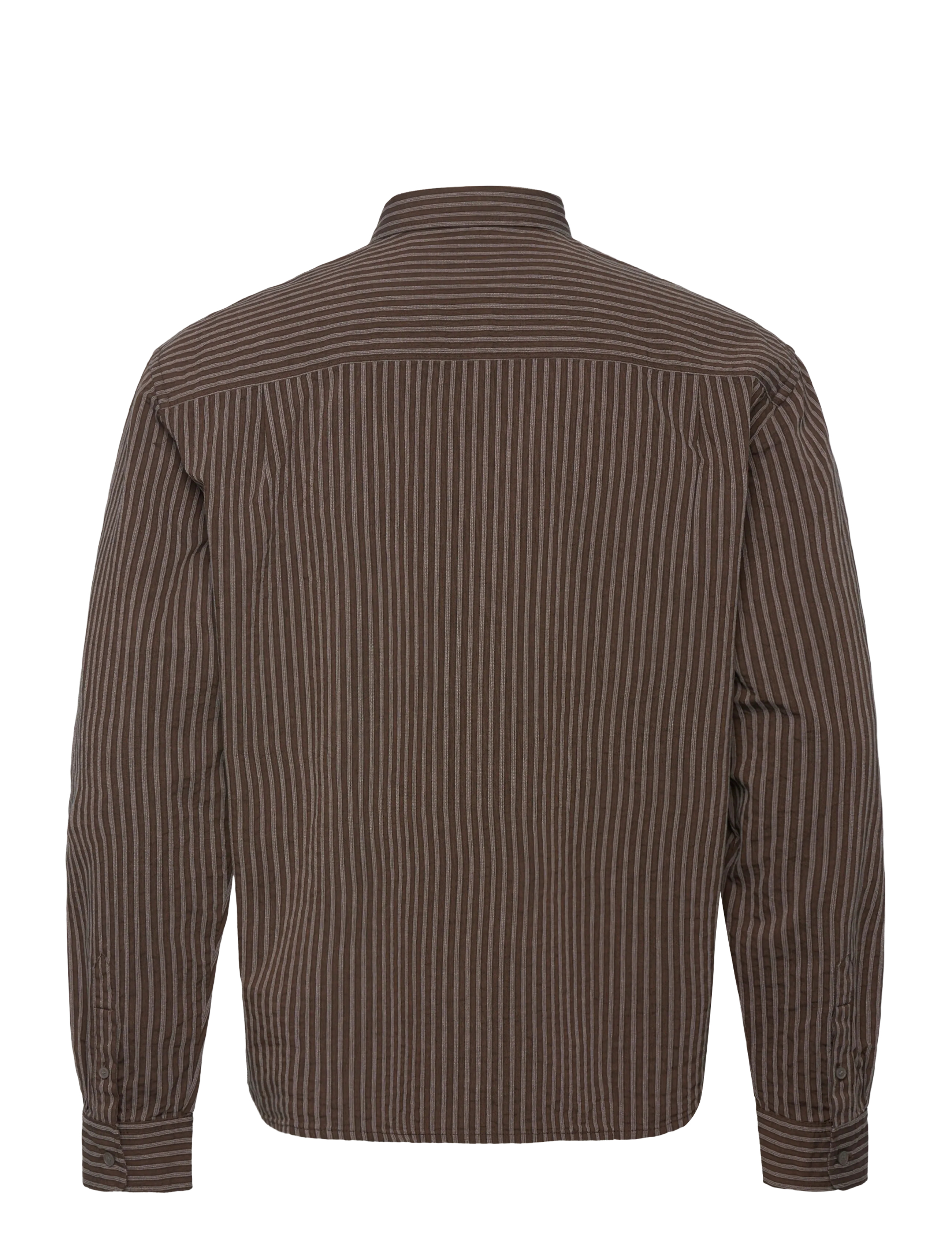 Weekday - Relaxed Striped Button-down Shirt - gestreifte hemden - brown stripe - 1