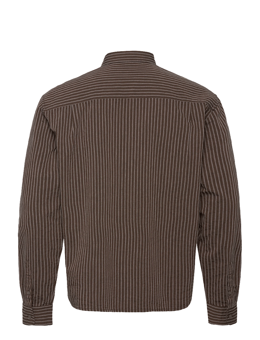 Weekday - Relaxed Striped Button-down Shirt - gestreifte hemden - brown stripe - 1