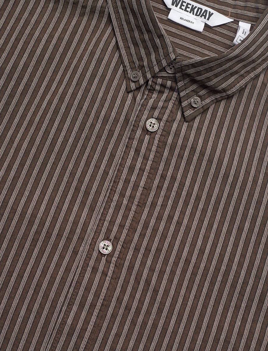 Weekday - Relaxed Striped Button-down Shirt - gestreifte hemden - brown stripe - 3