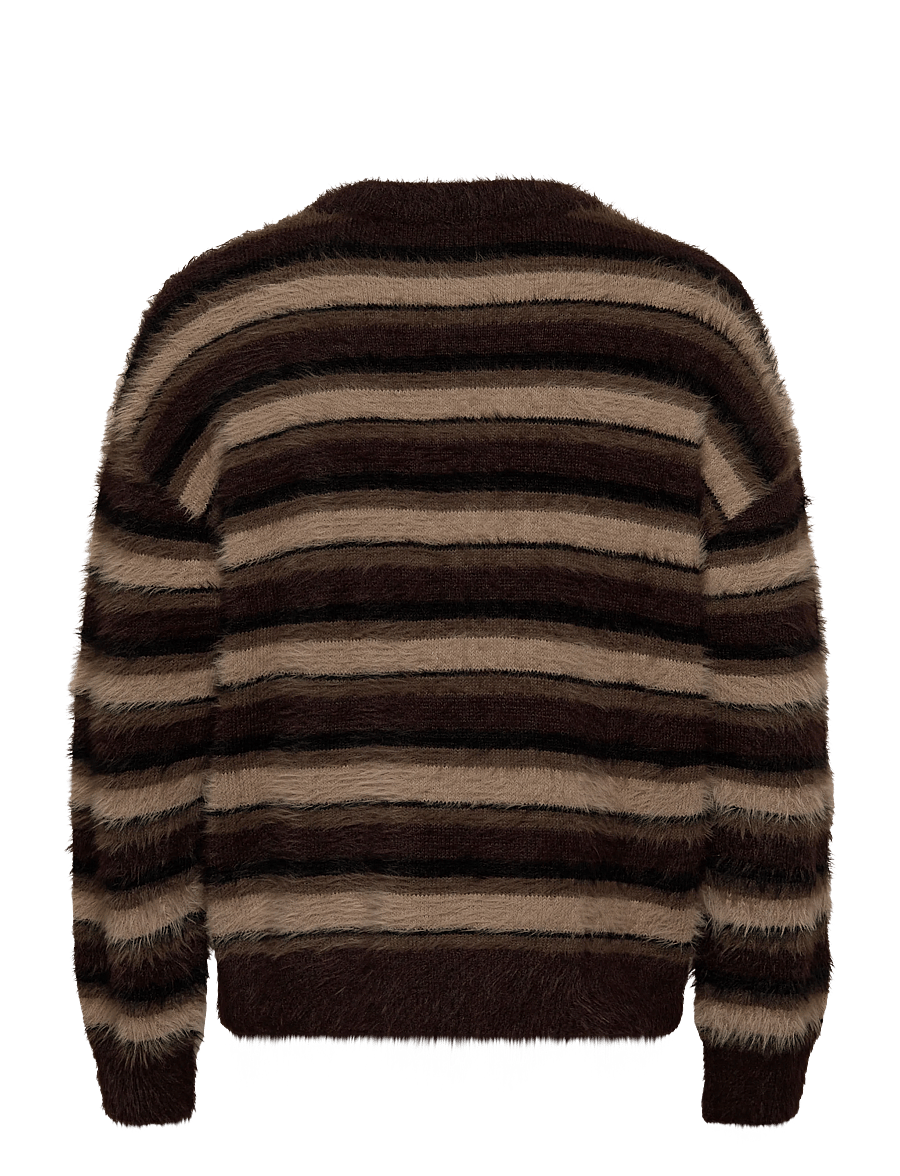 Weekday - Relaxed Striped Knitted Sweater - Ümara kaelusega - brown multi stripe - 1