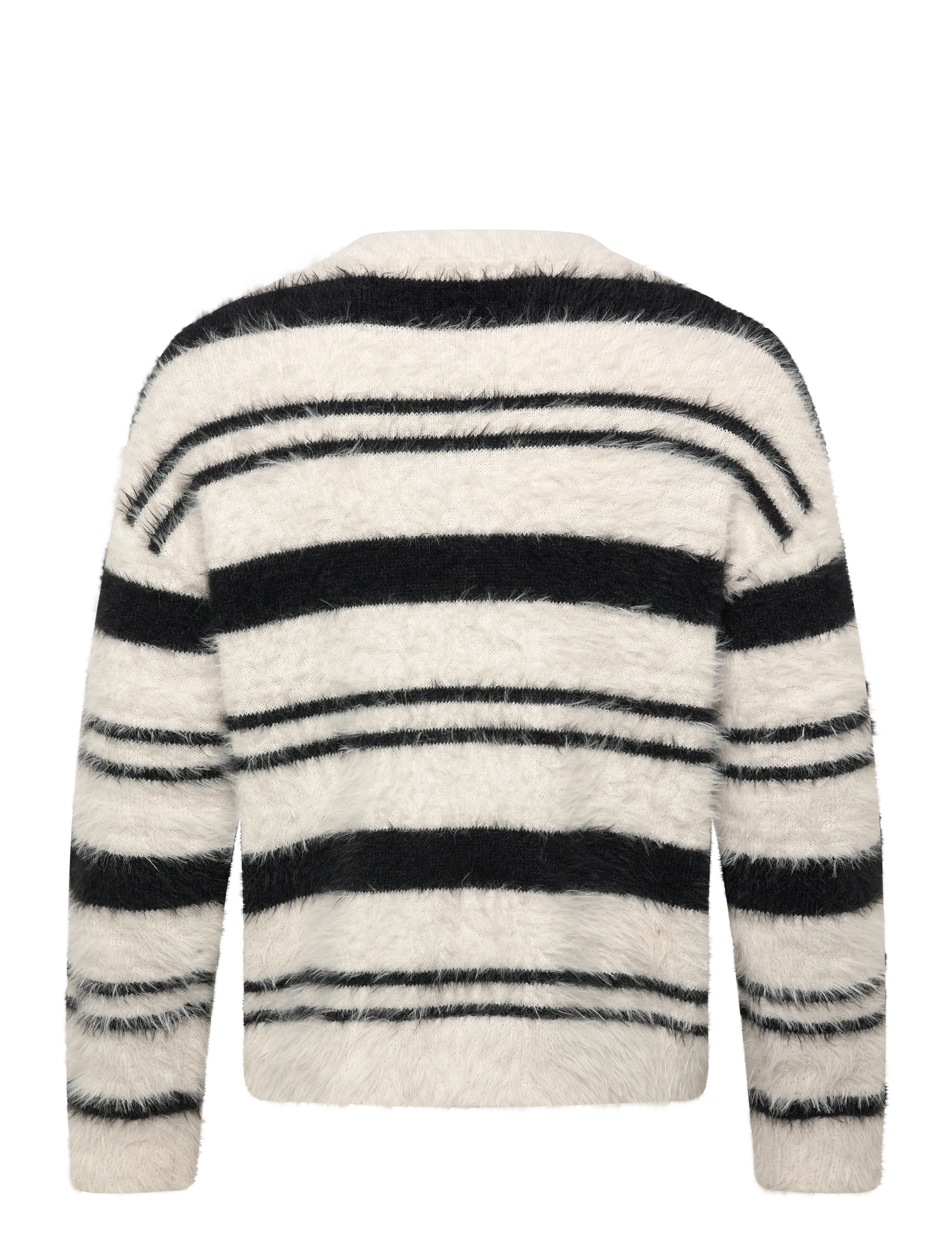 Weekday - Relaxed Striped Knitted Sweater - rundhals - light grey/black stripe - 1