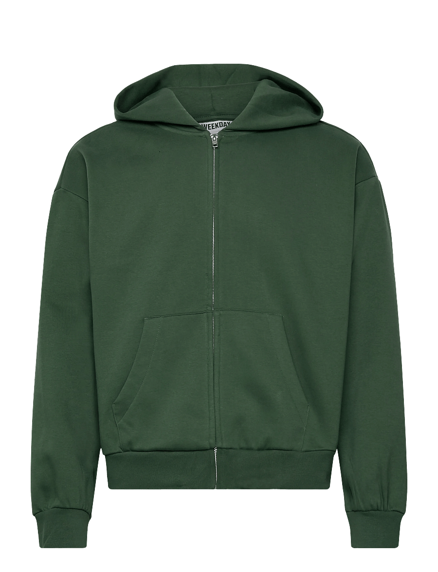 Weekday - Loose Fit Zip Hoodie - kapuzenpullover - dark green - 0