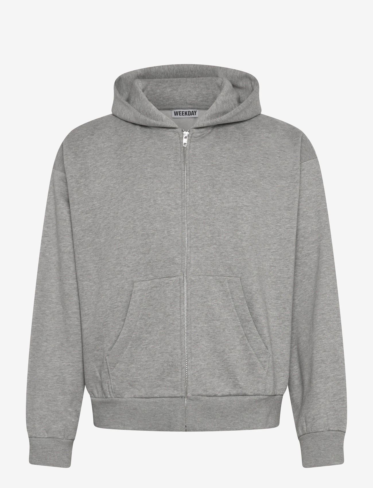 Weekday - Loose Fit Zip Hoodie - hoodies - grey melange - 0