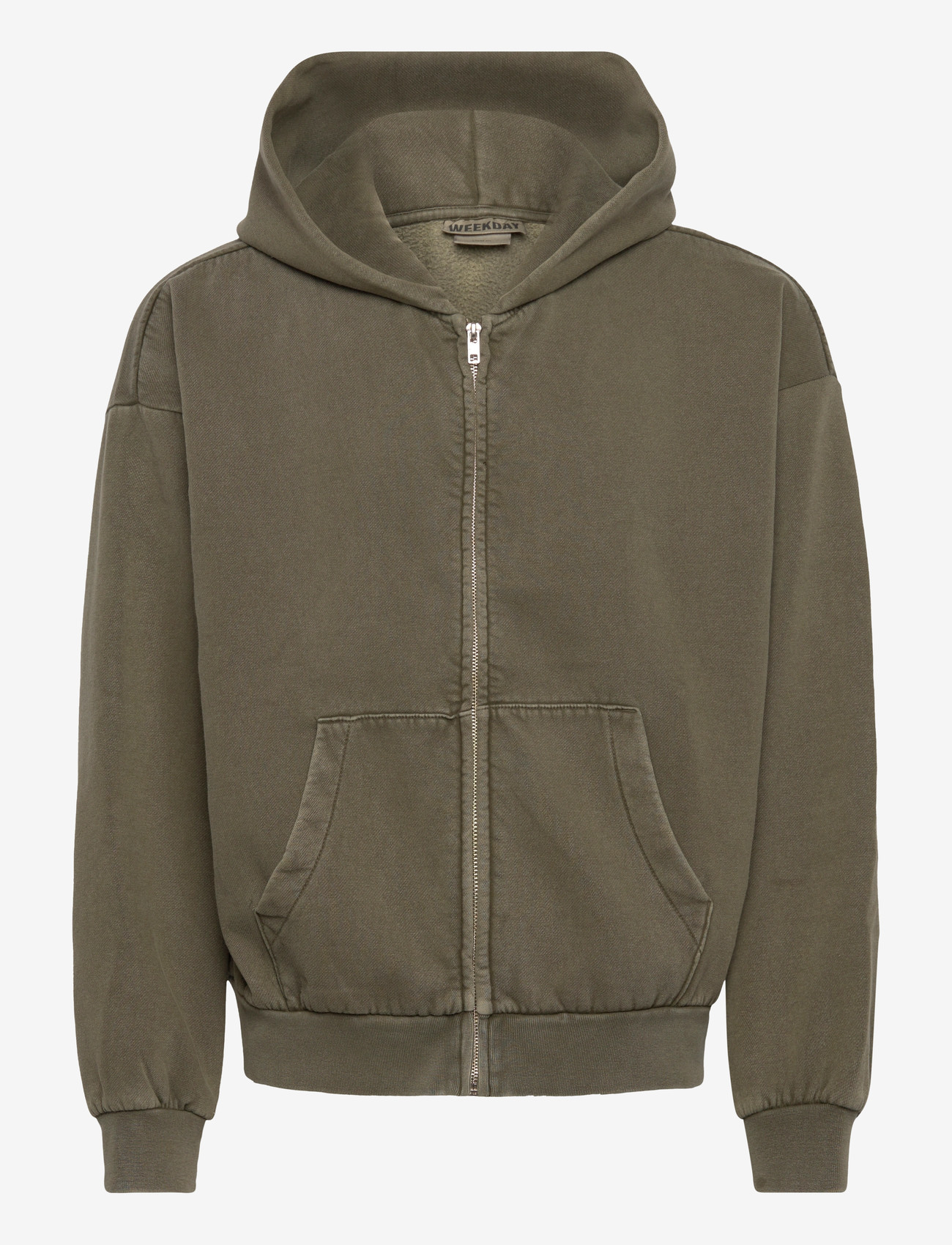 Weekday - Loose Fit Zip Hoodie - hættetrøjer - khaki green - 0
