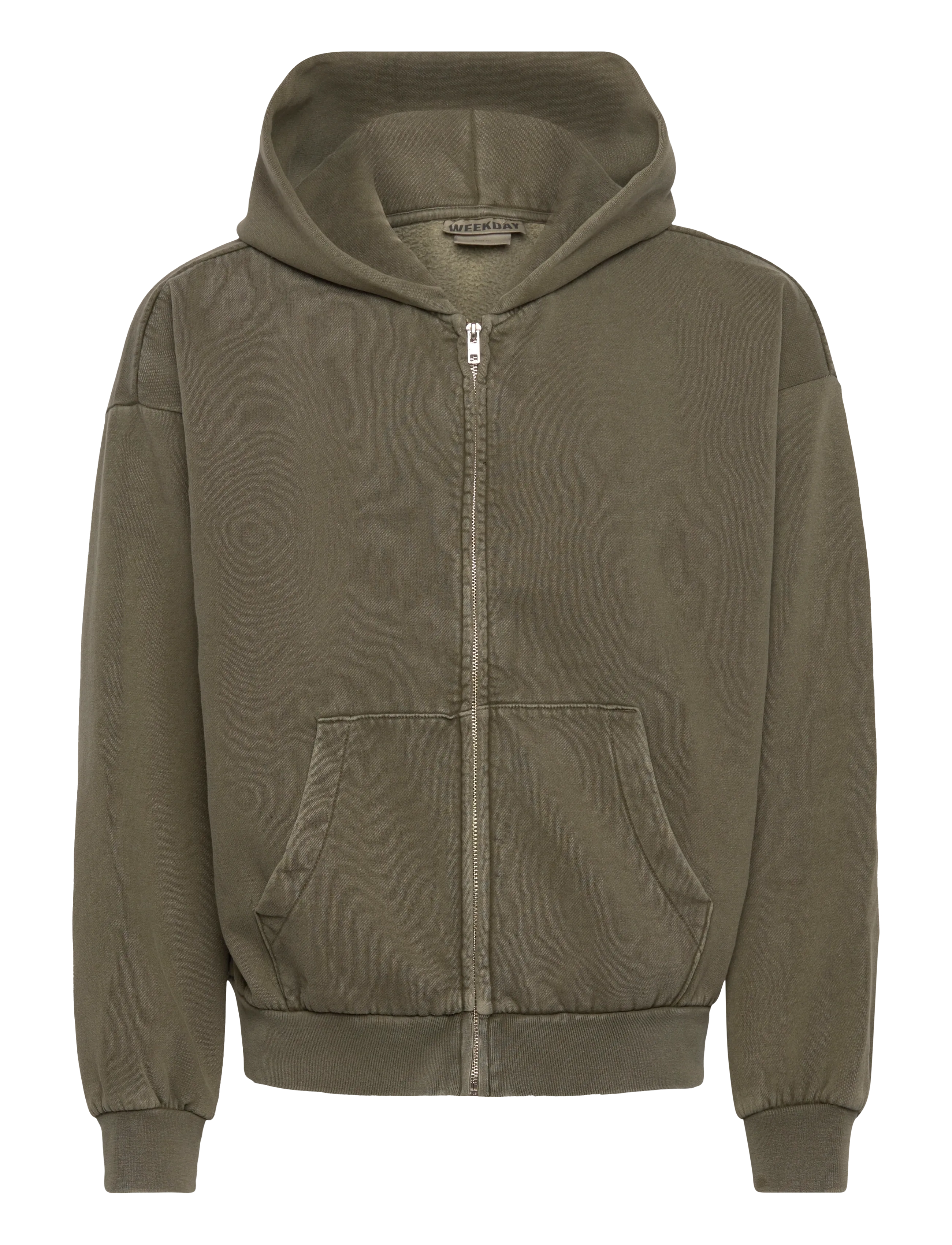 Loose Fit Zip Hoodie - KHAKI GREEN