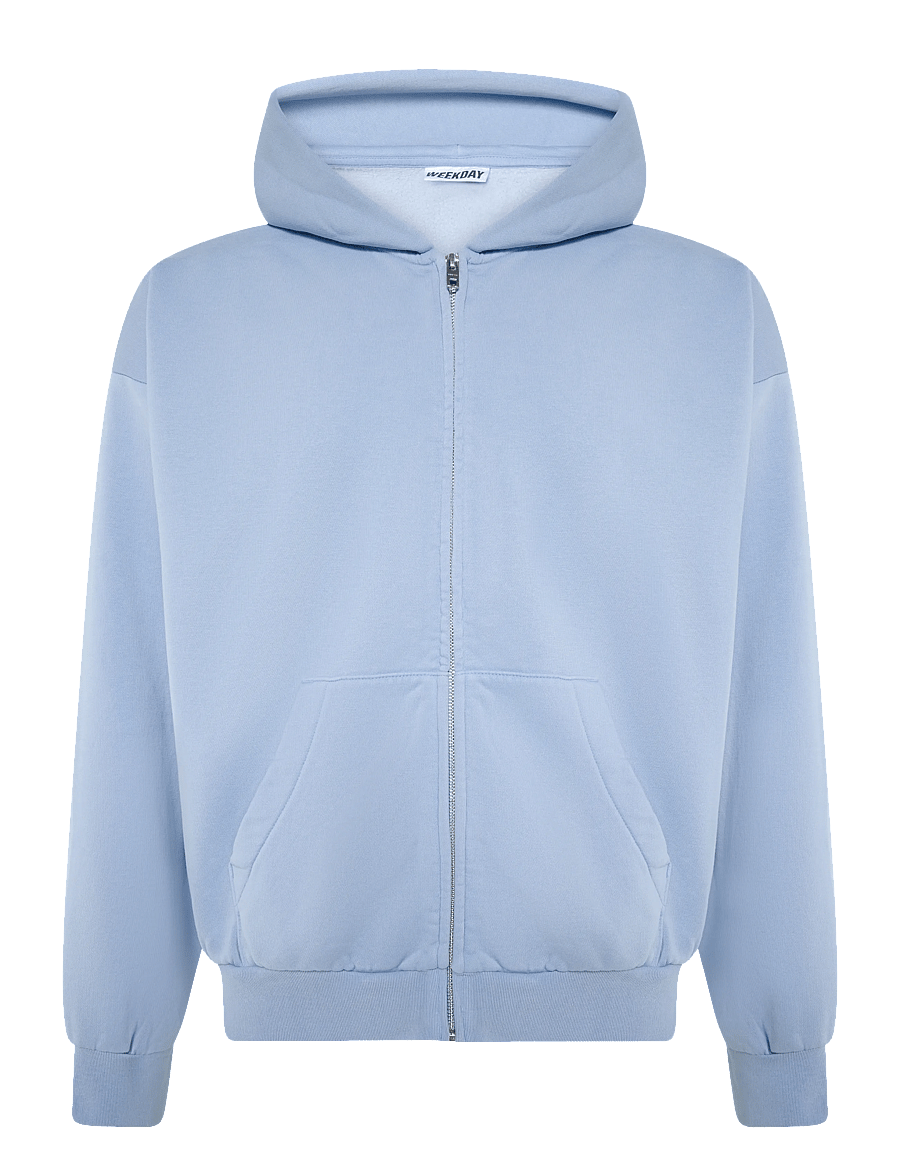 Weekday - Loose Fit Zip Hoodie - hoodies - light blue - 0