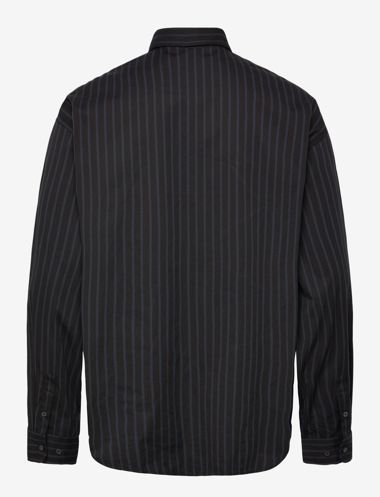 Weekday - Oversized Button-Up Poplin Shirt - casual skjorter - black/white stripe - 1