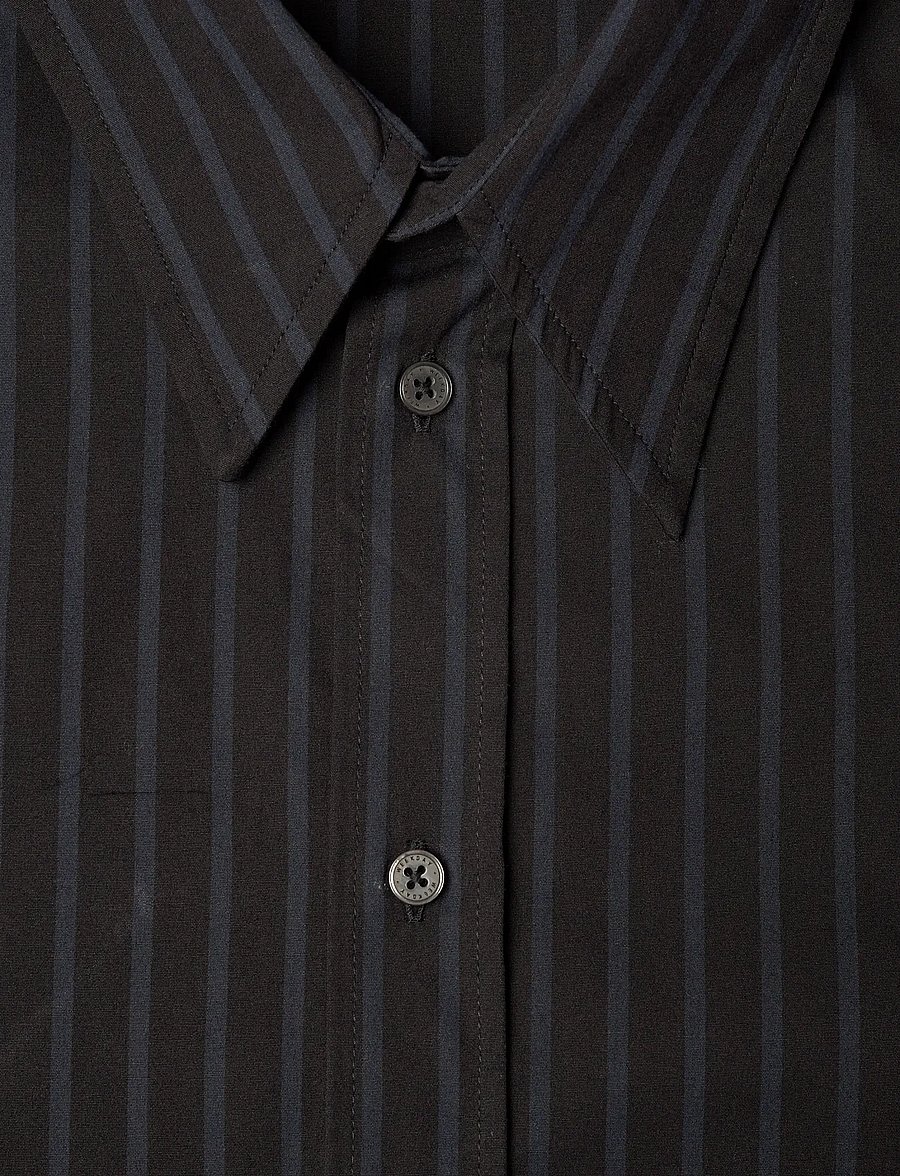 Weekday - Oversized Button-Up Poplin Shirt - vabaajasärgid - black/white stripe - 2