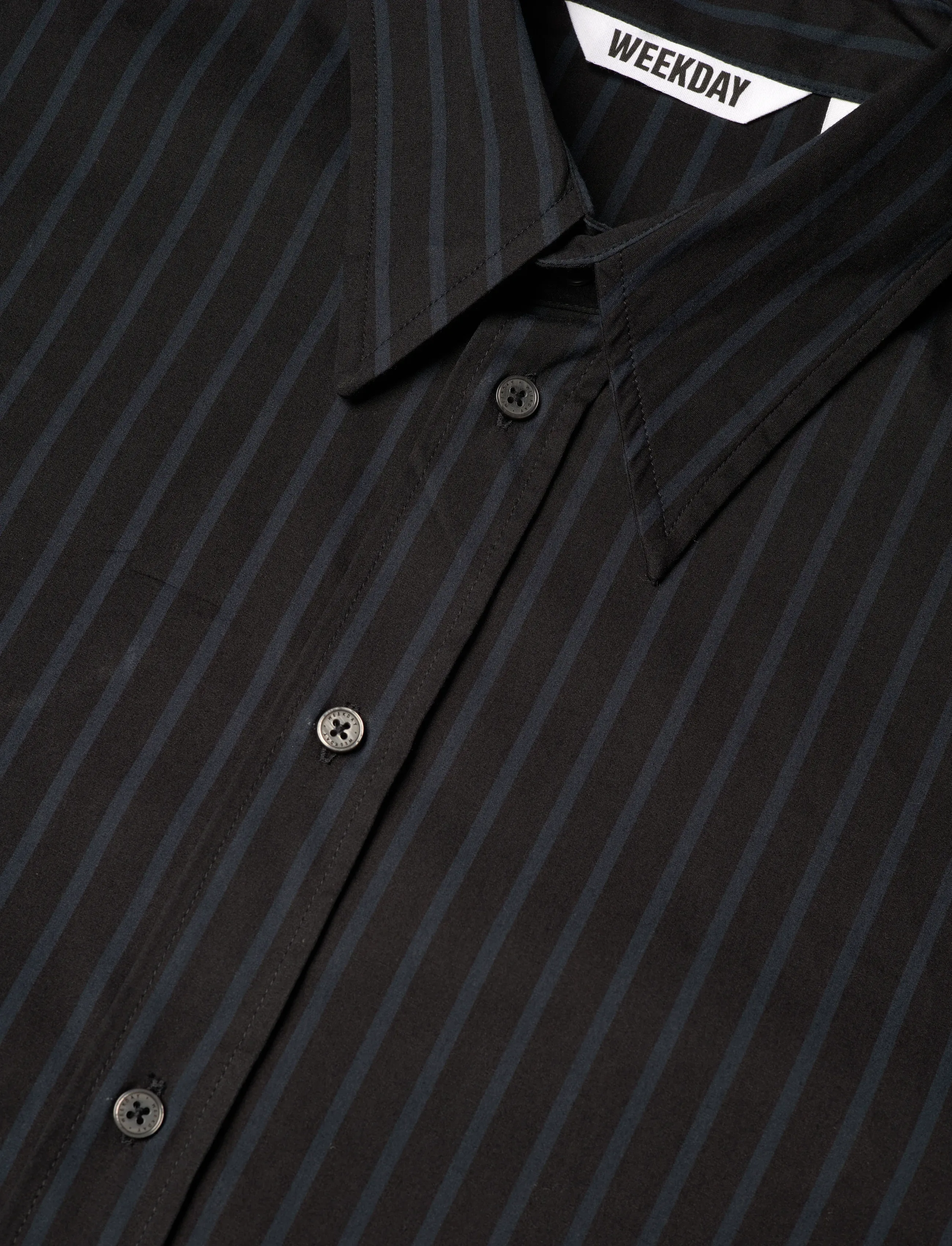 Weekday - Oversized Button-Up Poplin Shirt - casual hemden - black/white stripe - 3