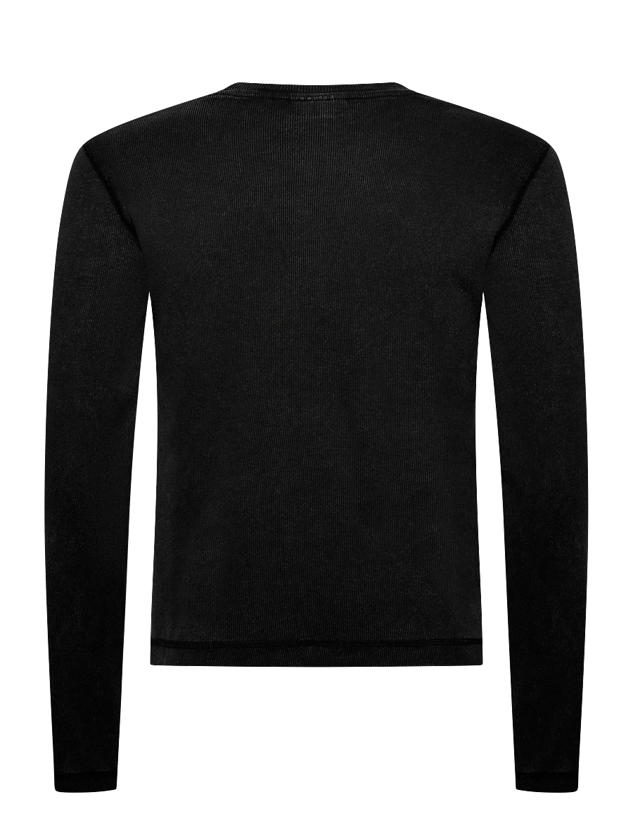 Weekday - Ribbed Long-Sleeved T-shirt - long-sleeved t-shirts - black wash - 1